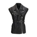 PINKO Black Goatskin Sleeveless Jacket