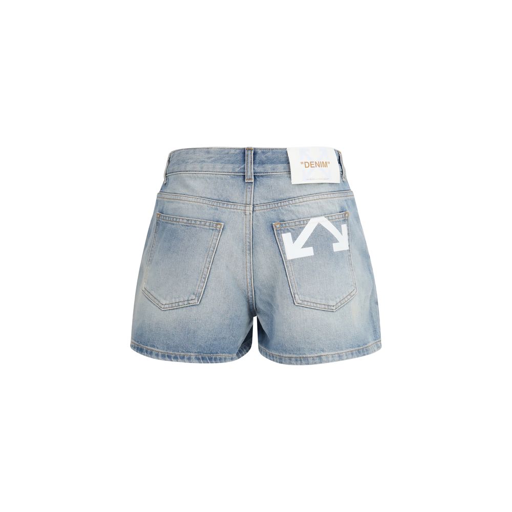 Off-White Blue Cotton Bermuda Shorts
