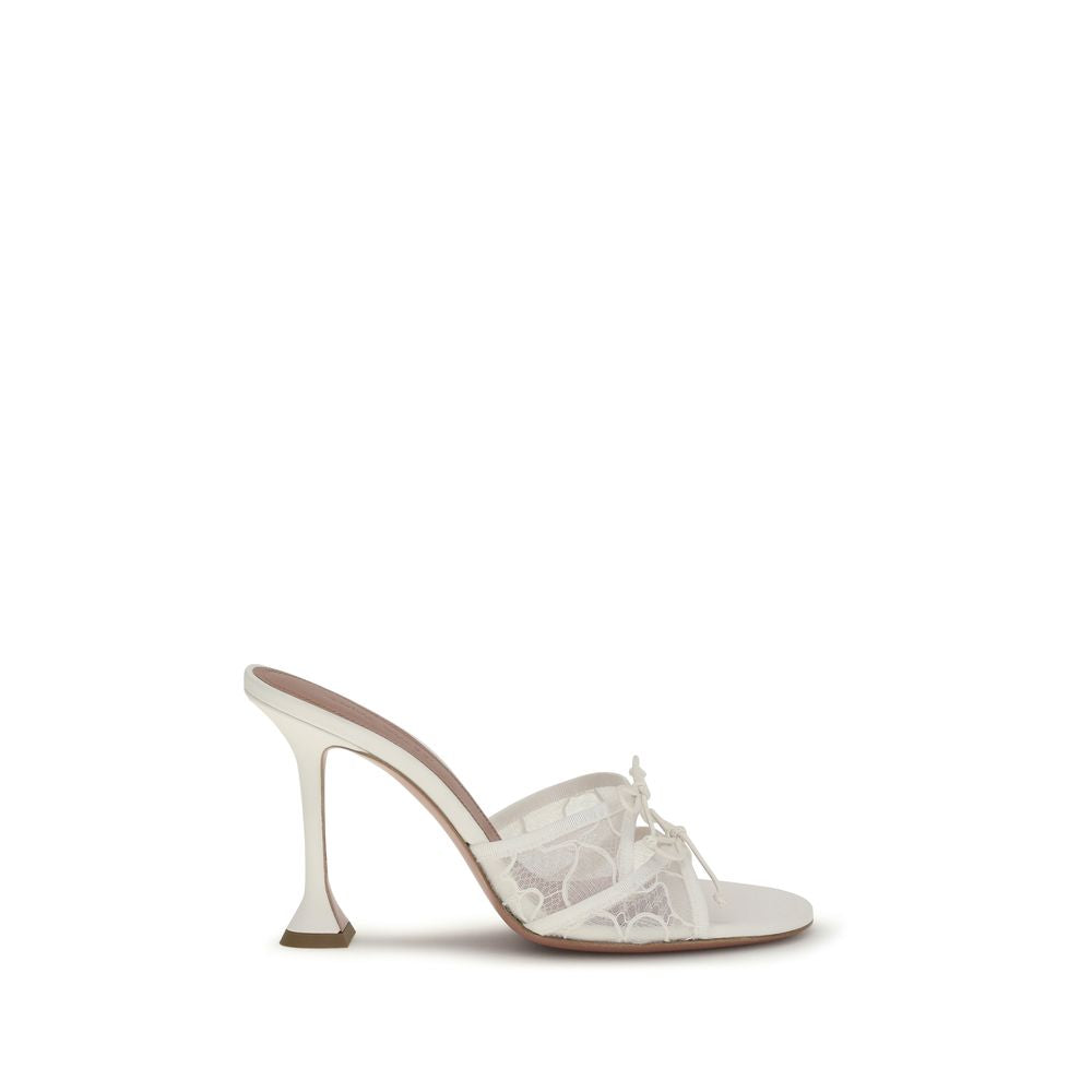 Amina Muaddi White Fabric Platform Sandals