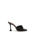 Amina Muaddi Black Fabric Sandals