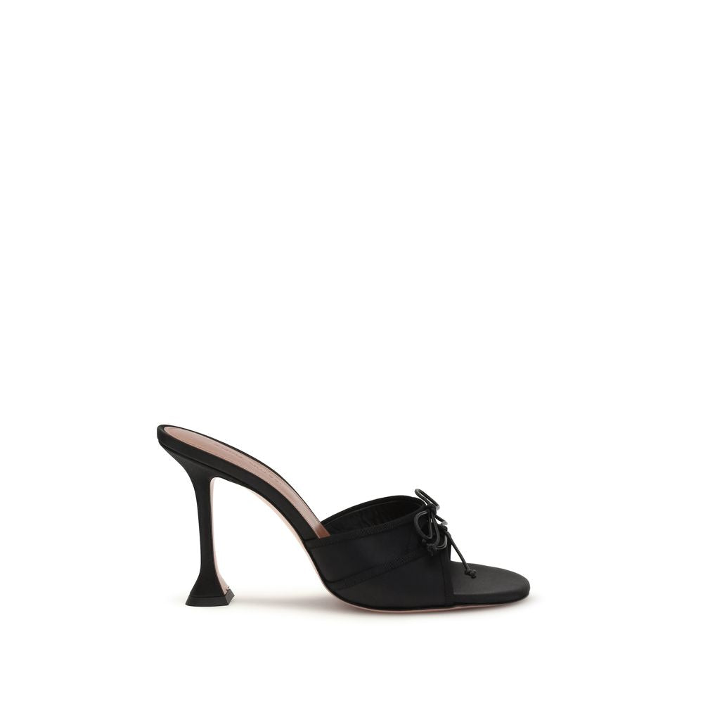 Amina Muaddi Black Fabric Sandals