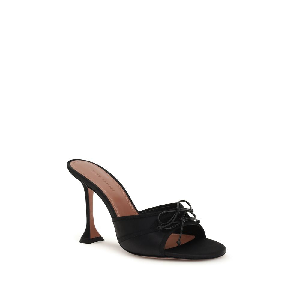 Amina Muaddi Black Fabric Sandals