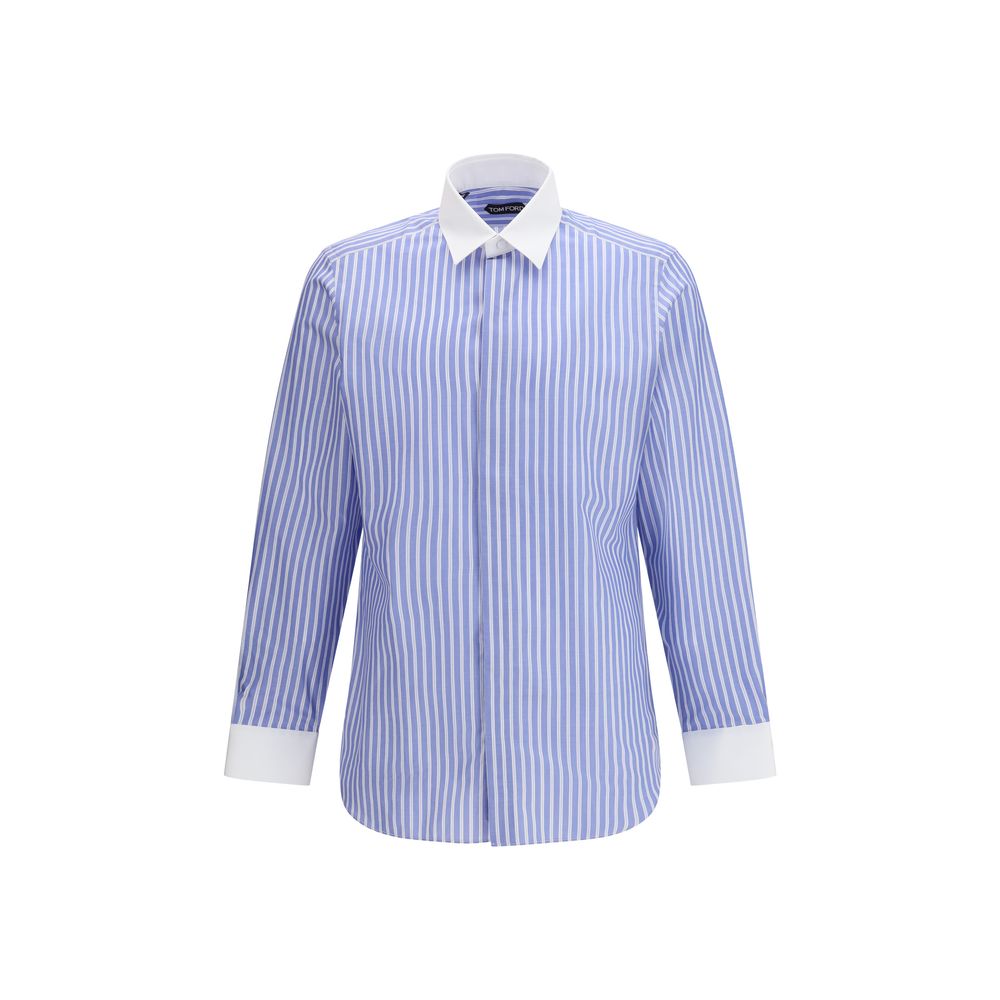 Tom Ford Blue Cotton Pattern Shirt