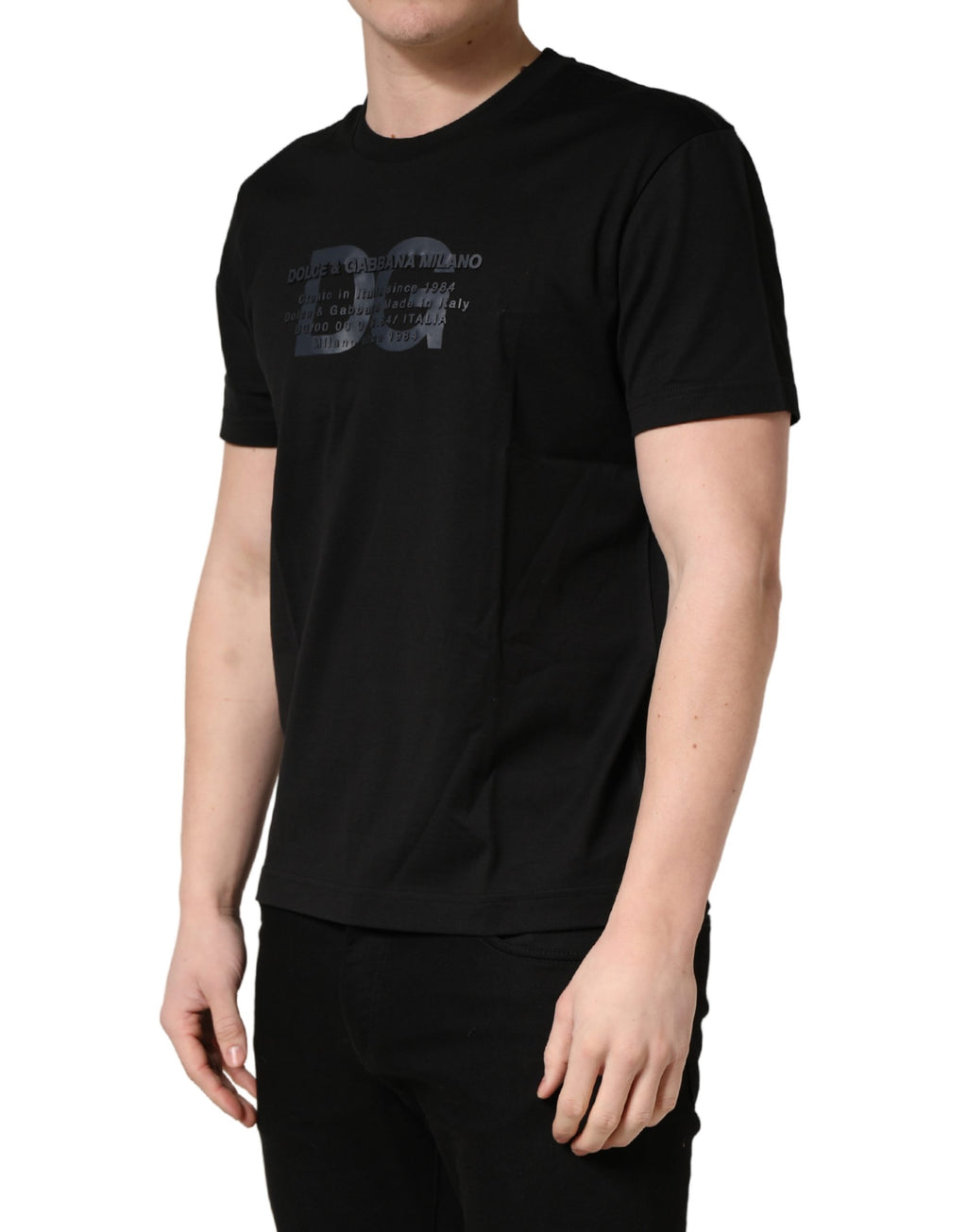 Dolce & Gabbana Black Logo DG Print Cotton Crew Neck T-shirt