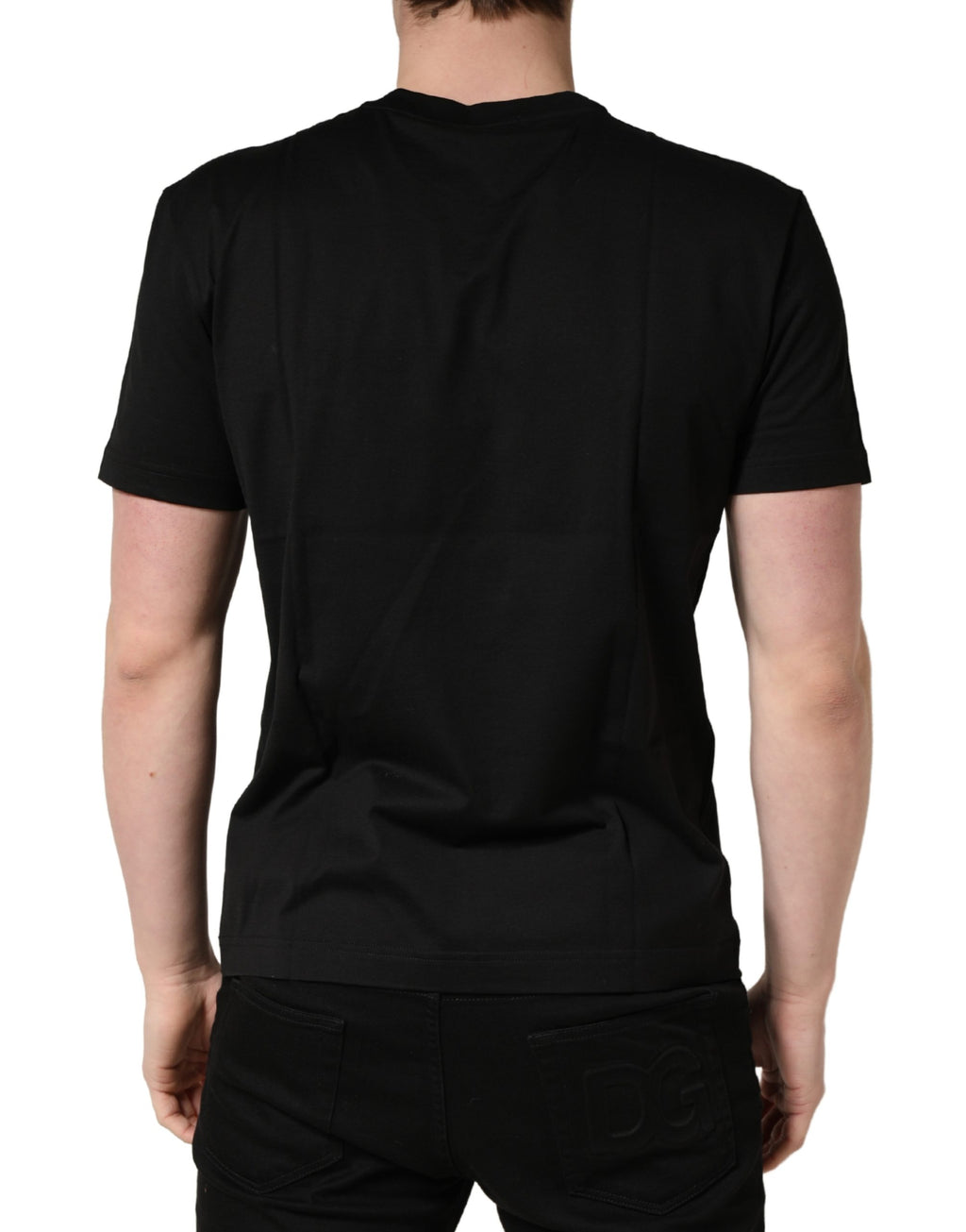 Dolce & Gabbana Black Logo DG Print Cotton Crew Neck T-shirt