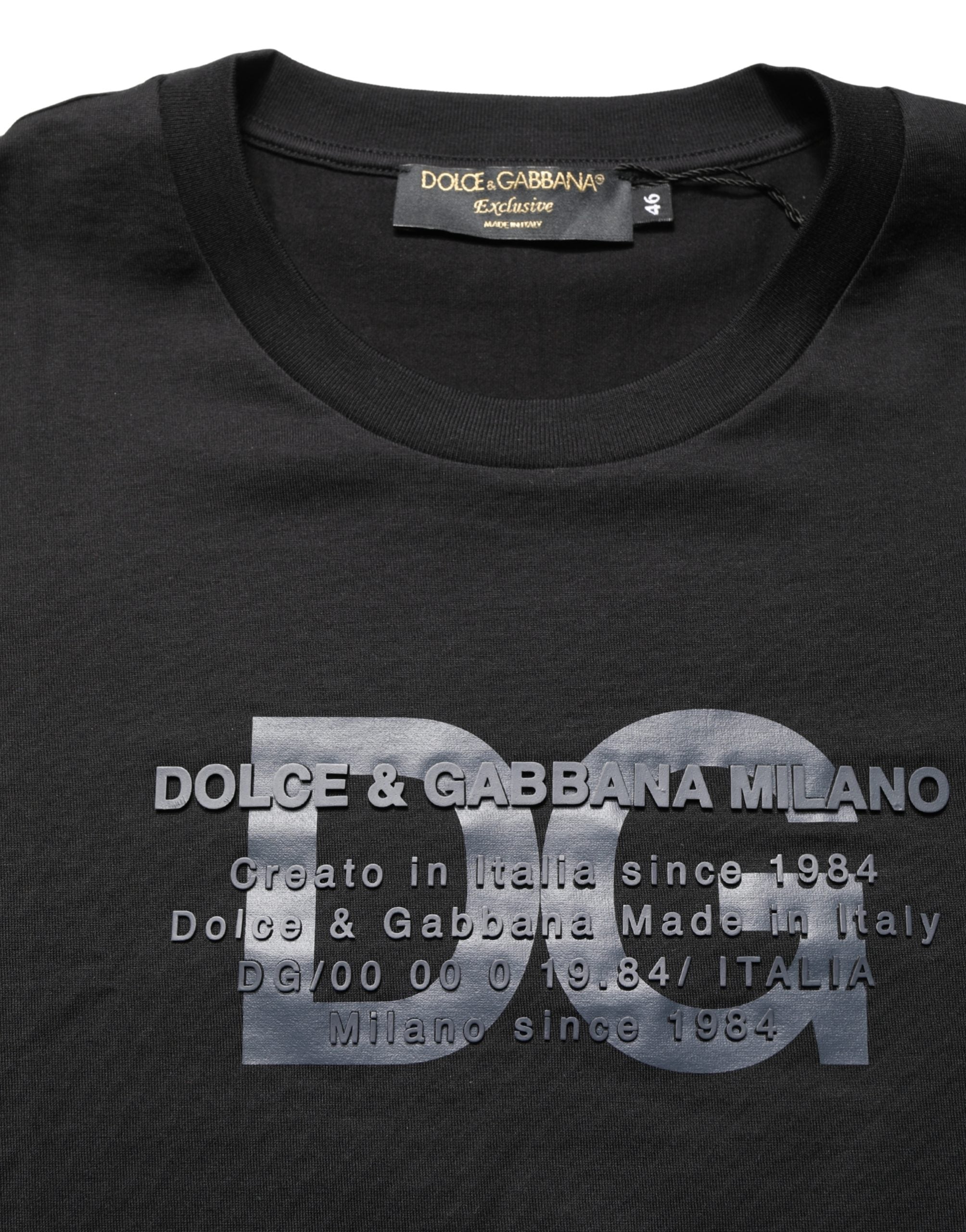 Dolce & Gabbana Black Logo DG Print Cotton Crew Neck T-shirt