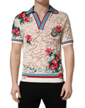 Dolce & Gabbana Beige Floral Tennis Club Lace Polo T-shirt