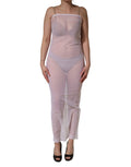 Dolce & Gabbana White Sheer Nylon Stretch Sheath Maxi Dress