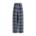 MARBELL Blue Linen Casual Pants