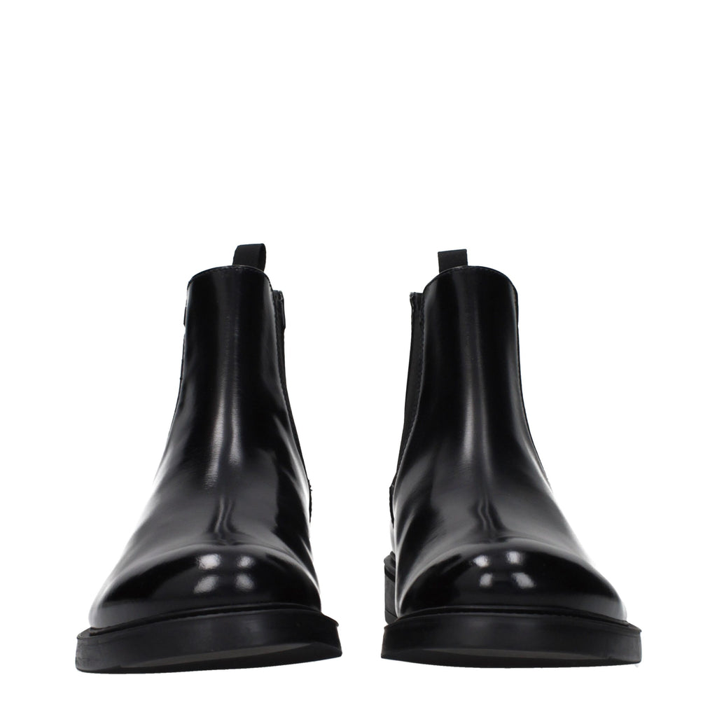 Prada Black Leather Ankle Boots
