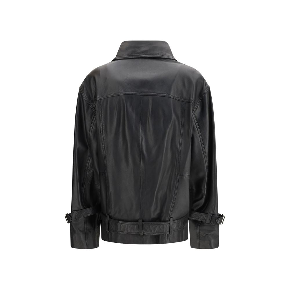 PINKO Black Lambskin Leather Jacket