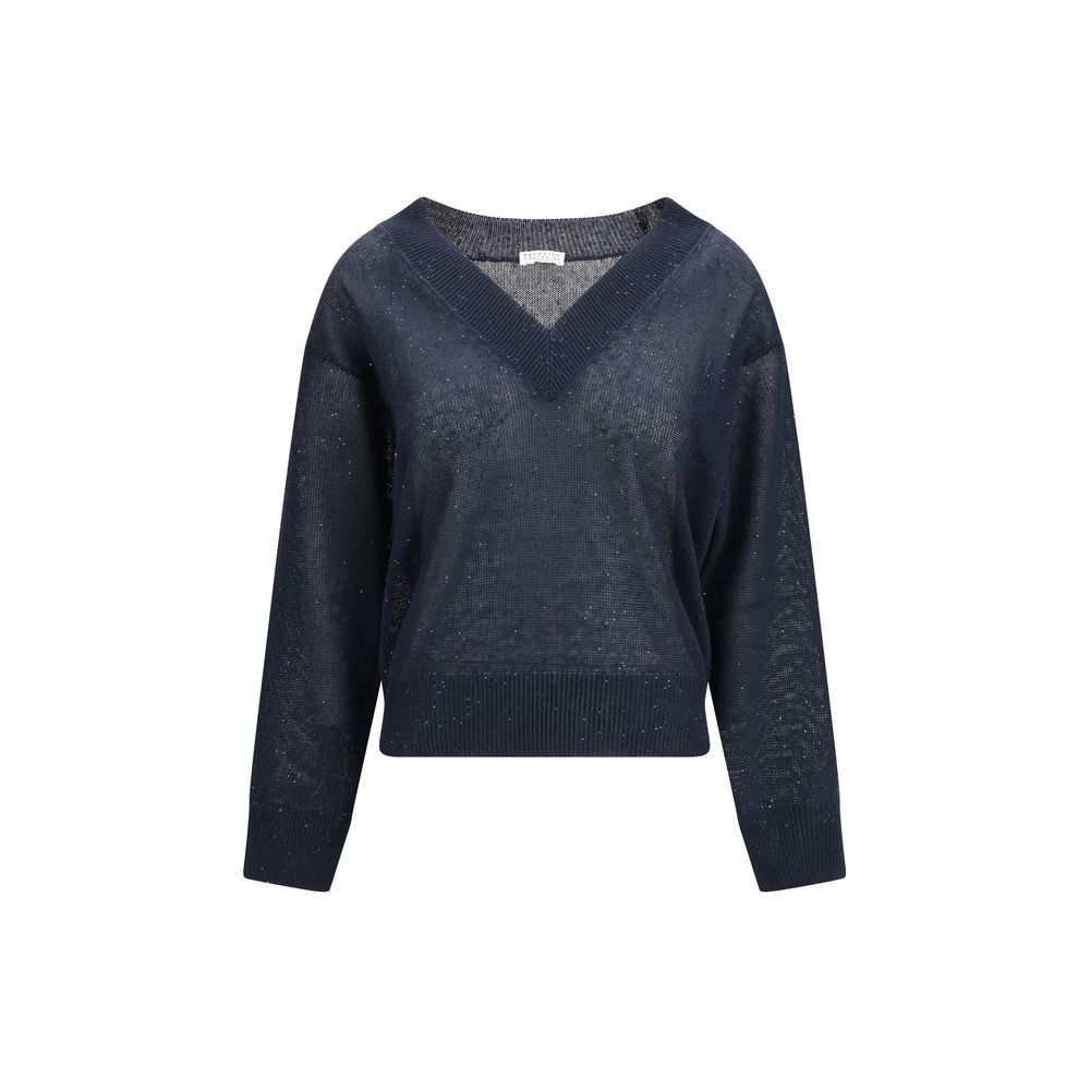 Brunello Cucinelli Blue Linen T-Shirt