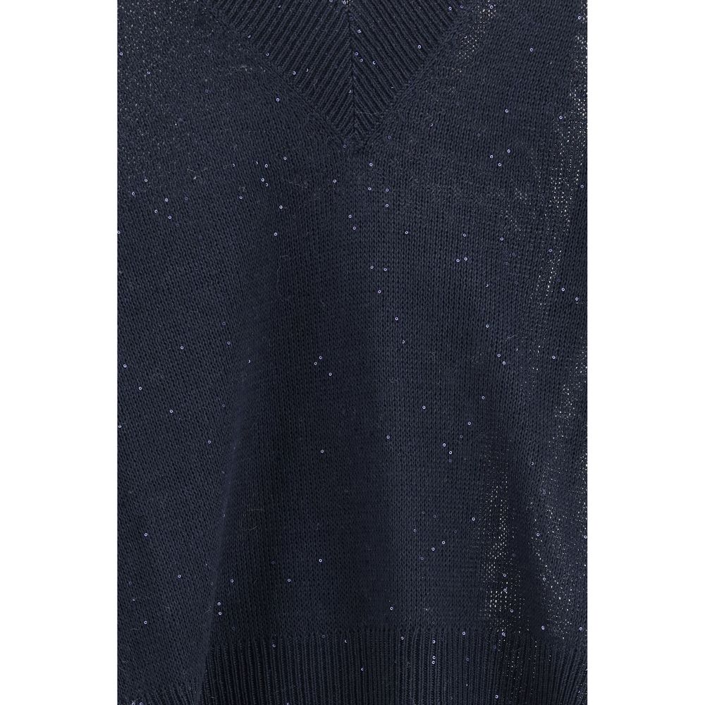 Brunello Cucinelli Blue Linen T-Shirt