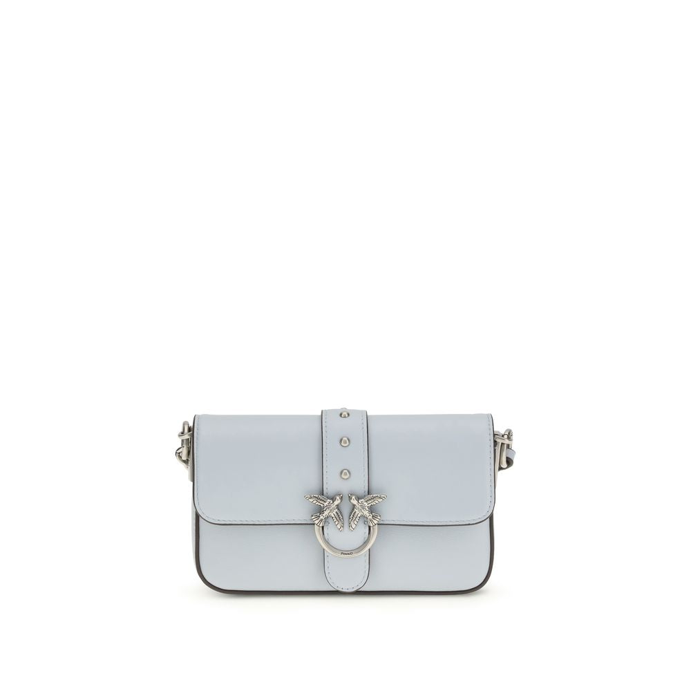 PINKO Blue Calf Leather Bos Taurus Shoulder Bag