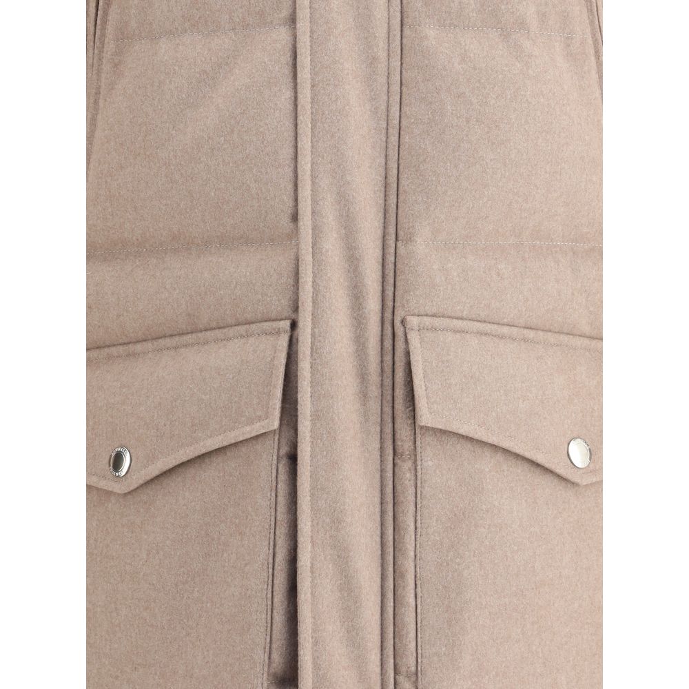Brunello Cucinelli Beige Cashmere Full-Length Jacket