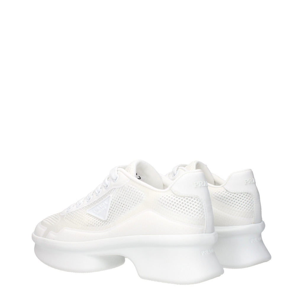 Prada White Fabric Low Top Sneakers