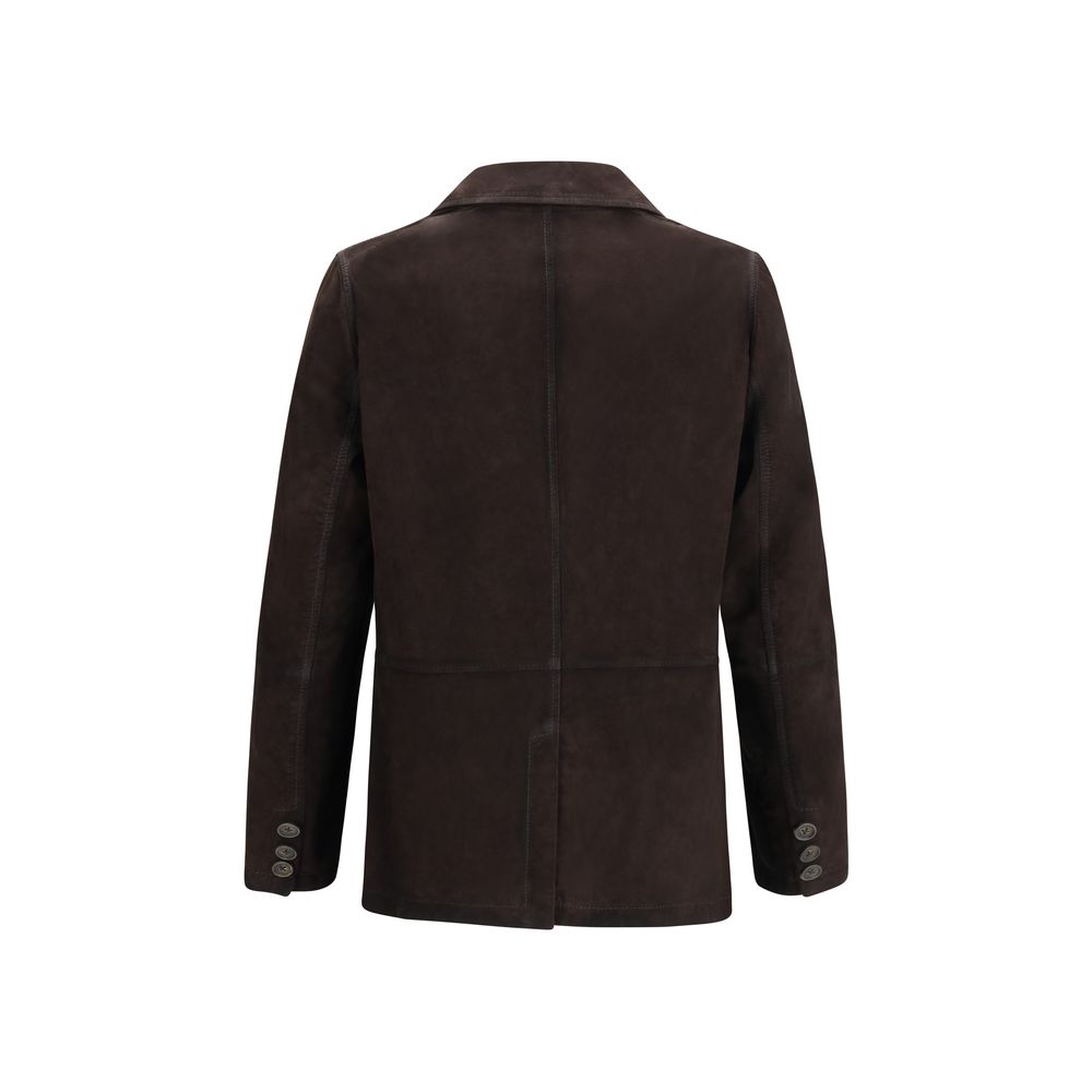 D'amico Brown Lamb Ovis Aries Aries Leather Jacket