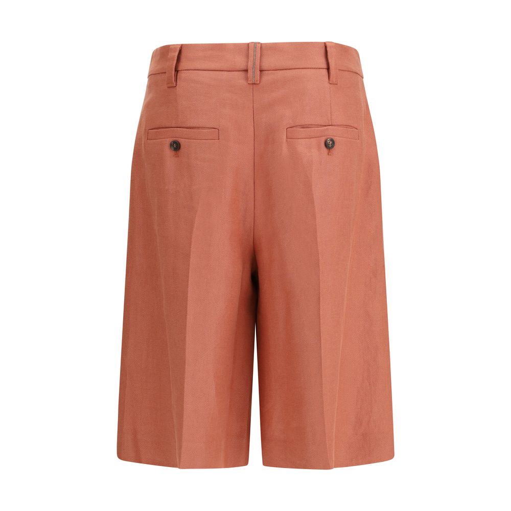 Brunello Cucinelli Orange Viscose Bermuda Shorts