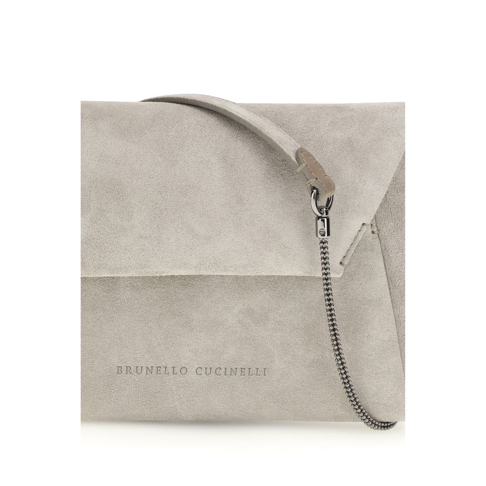 Brunello Cucinelli Gray Calf Leather Bos Taurus Clutch Bag