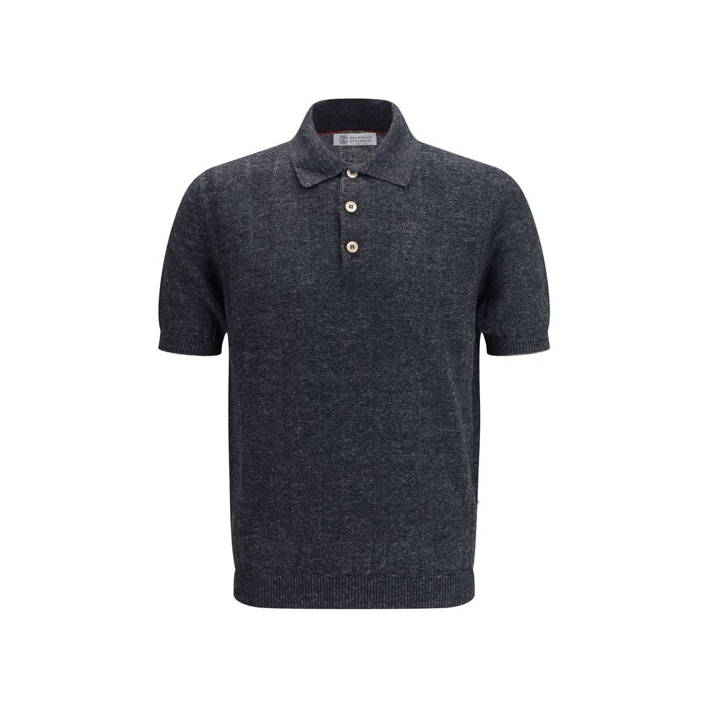 Brunello Cucinelli Gray Cotton Polo Shirt