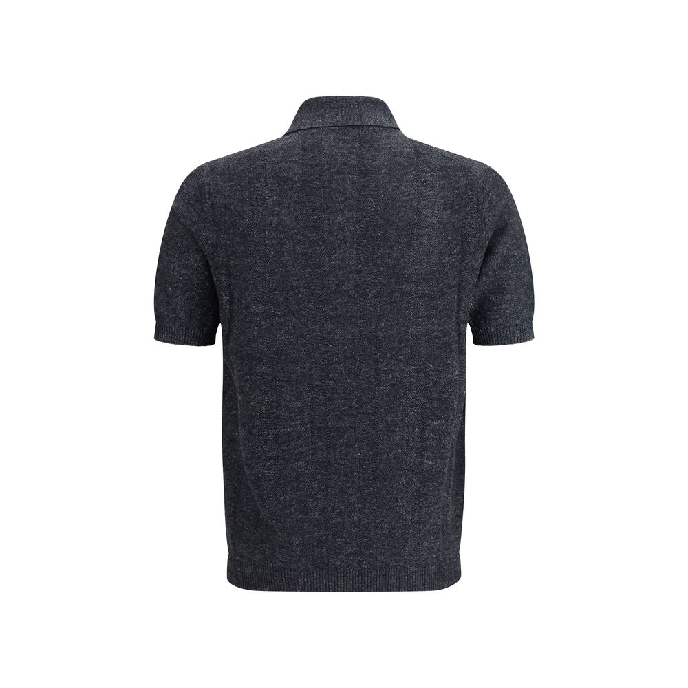 Brunello Cucinelli Gray Cotton Polo Shirt