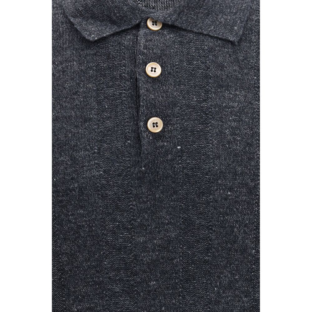 Brunello Cucinelli Gray Cotton Polo Shirt