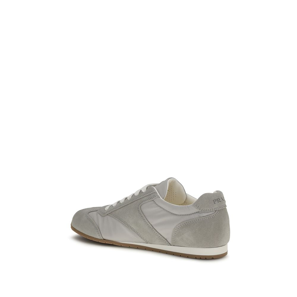 Prada Gray Calf Leather Bos Taurus Low Top Sneakers