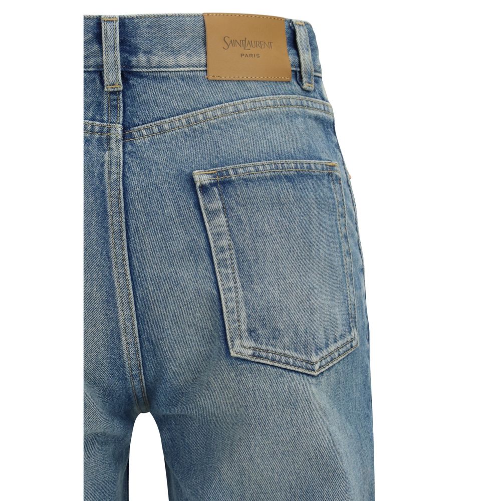Saint Laurent Blue Cotton Flared Jeans