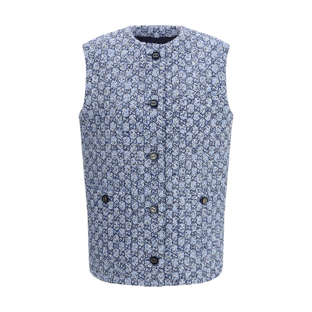 Gucci Blue Cotton Sleeveless Jacket