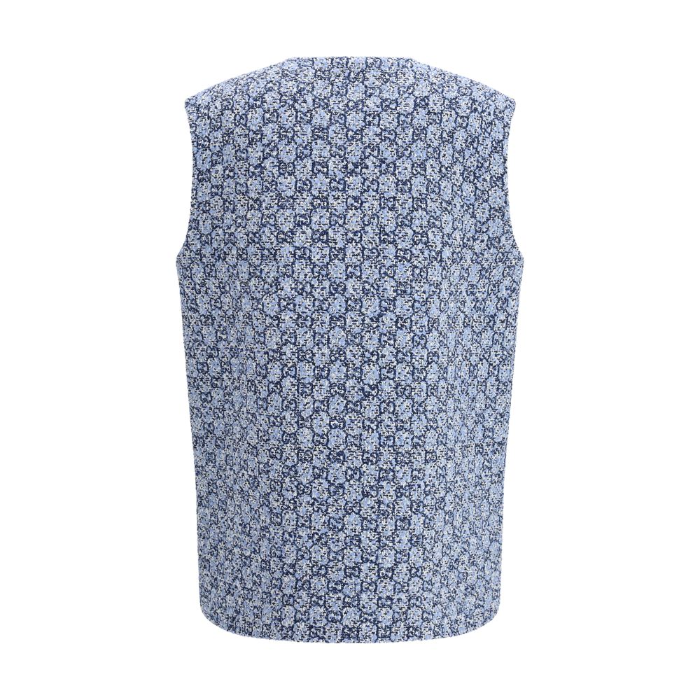 Gucci Blue Cotton Sleeveless Jacket