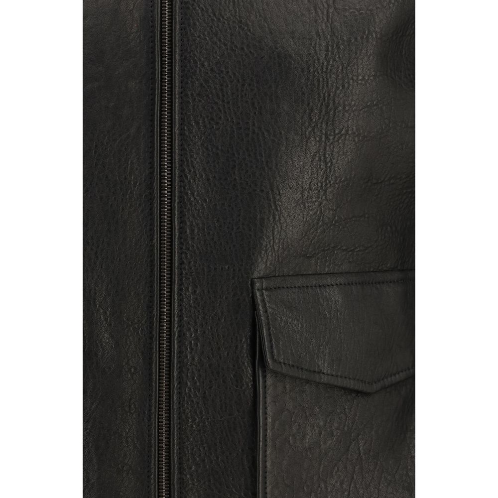 Saint Laurent Black Lamb Ovis Aries Aries Leather Jacket