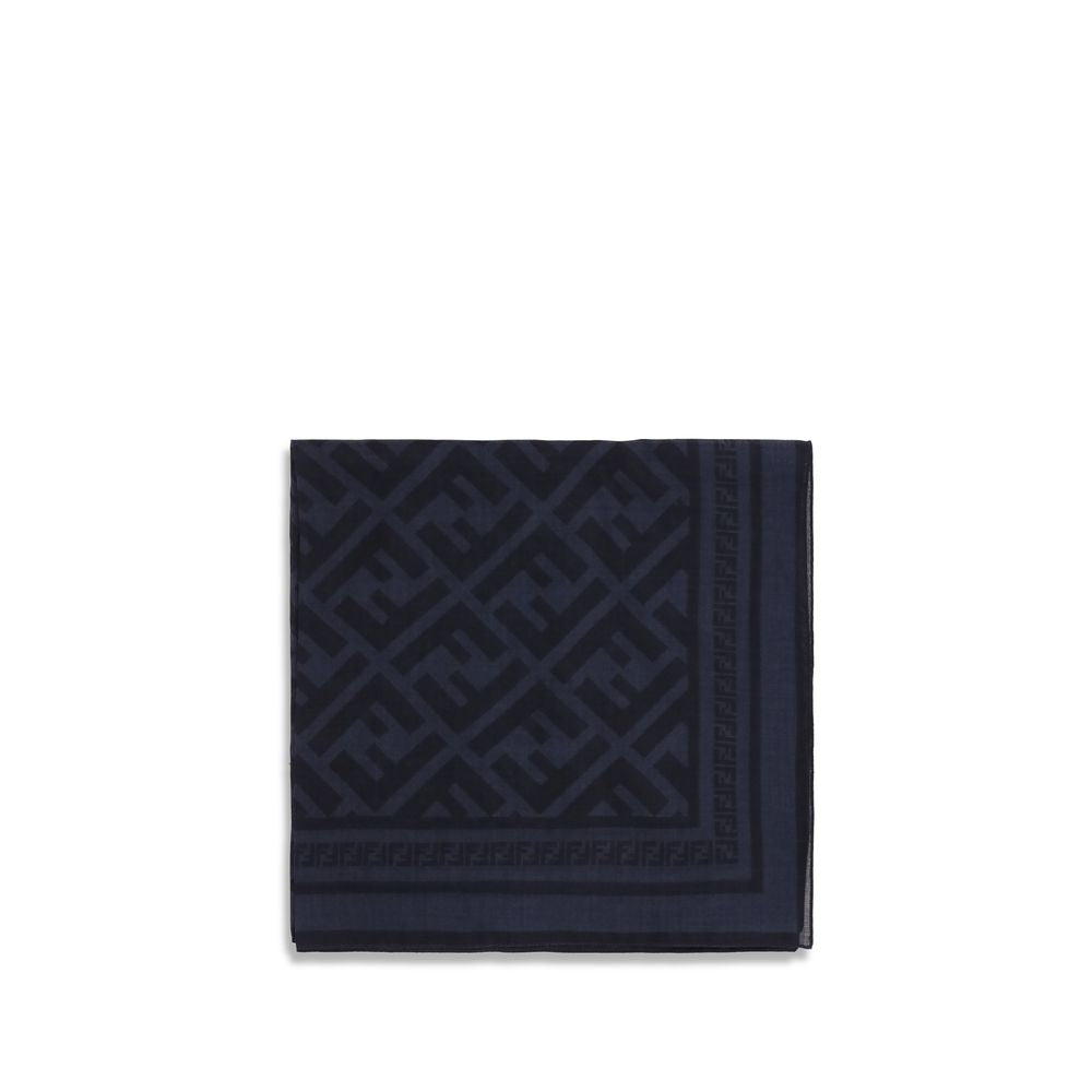 Fendi Blue Wool Oves Aries Scarf