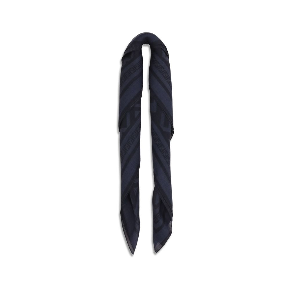 Fendi Blue Wool Oves Aries Scarf