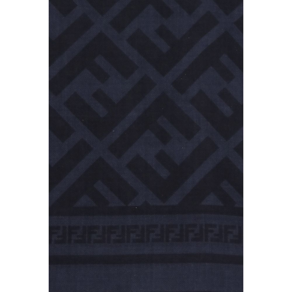 Fendi Blue Wool Oves Aries Scarf