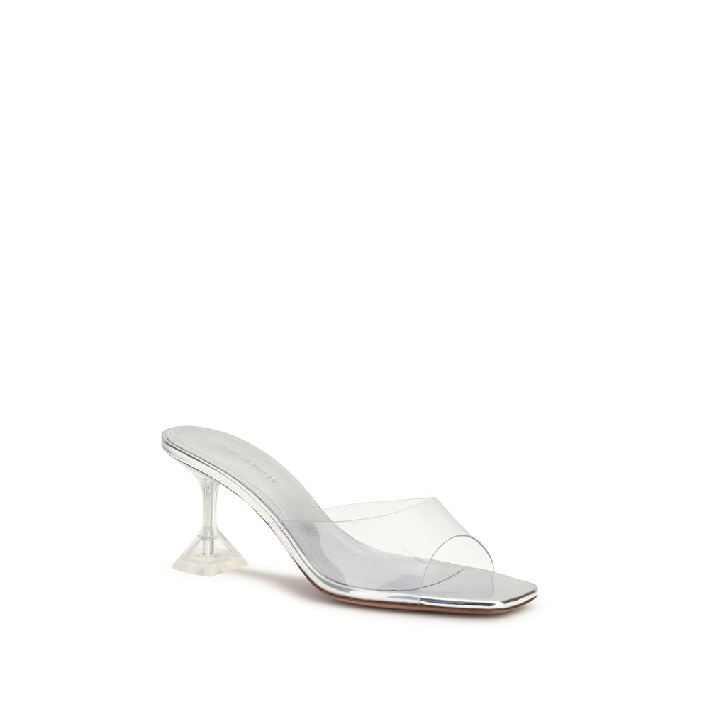 Amina Muaddi Silver Pvc Platform Sandals