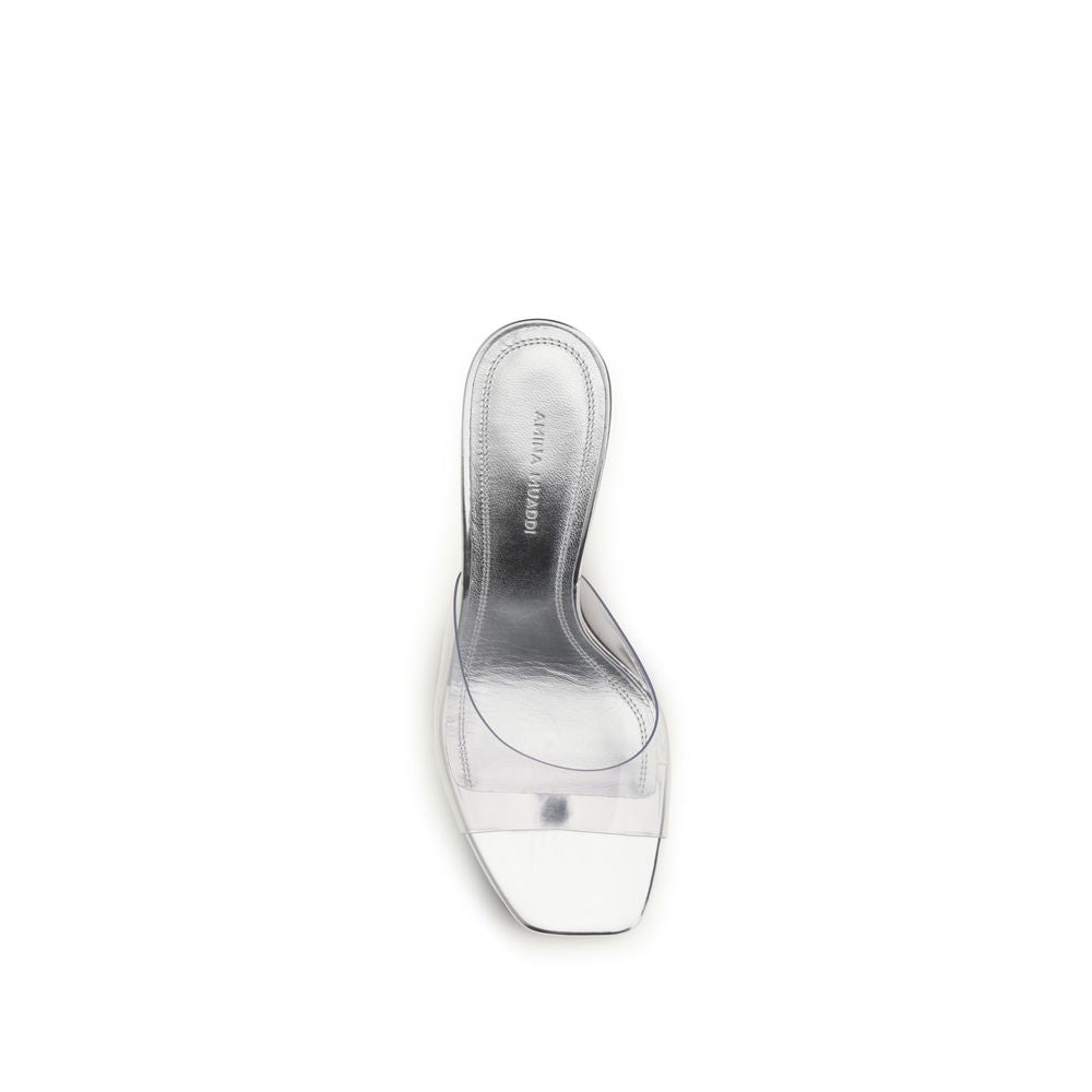 Amina Muaddi Silver Pvc Platform Sandals