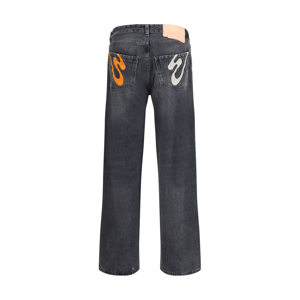 PDF Channel Gray Cotton Relaxed Fit Jeans