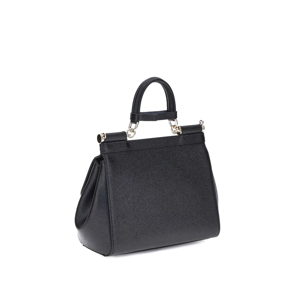 Dolce & Gabbana Black Calf Leather Bos Taurus Handbag