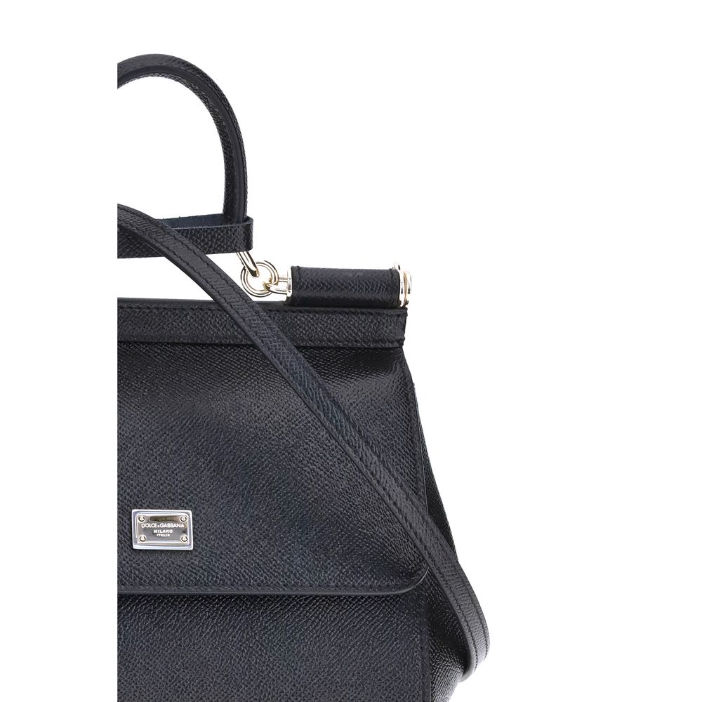 Dolce & Gabbana Black Calf Leather Bos Taurus Handbag