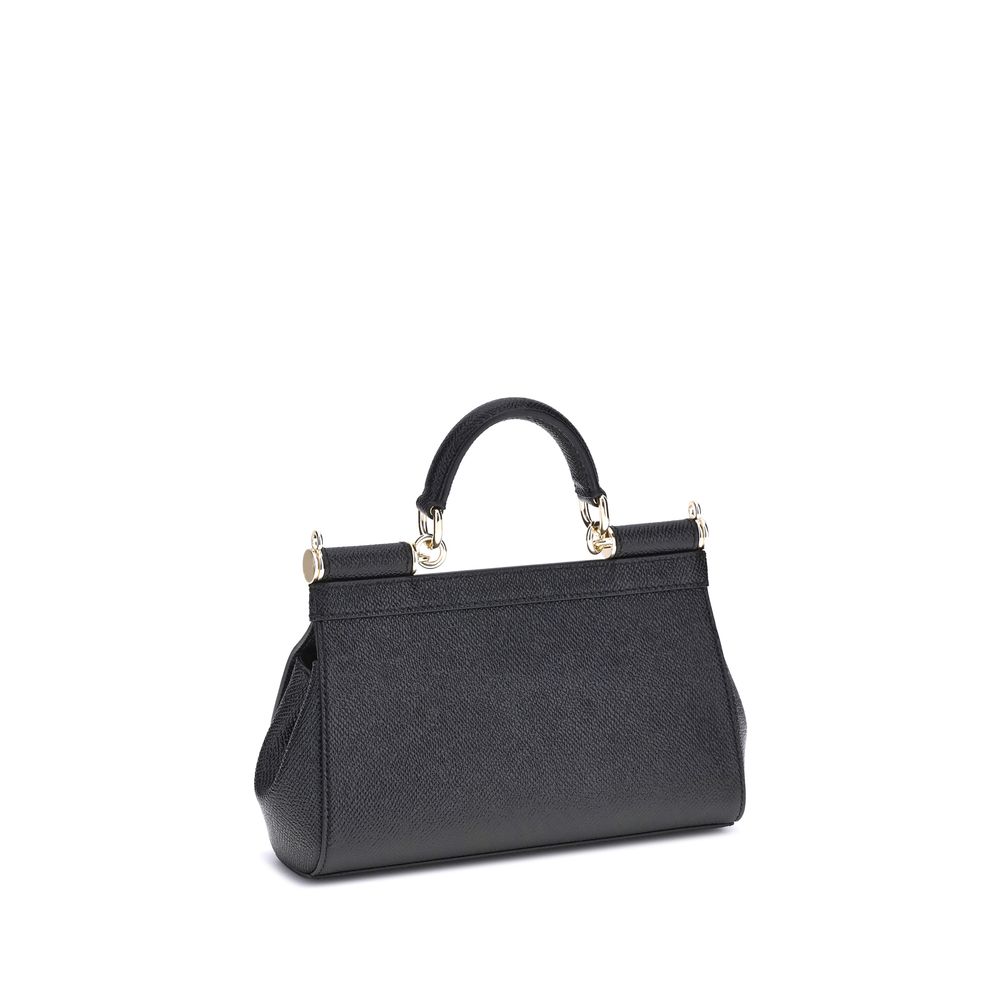 Dolce & Gabbana Black Calf Leather Bos Taurus Handbag