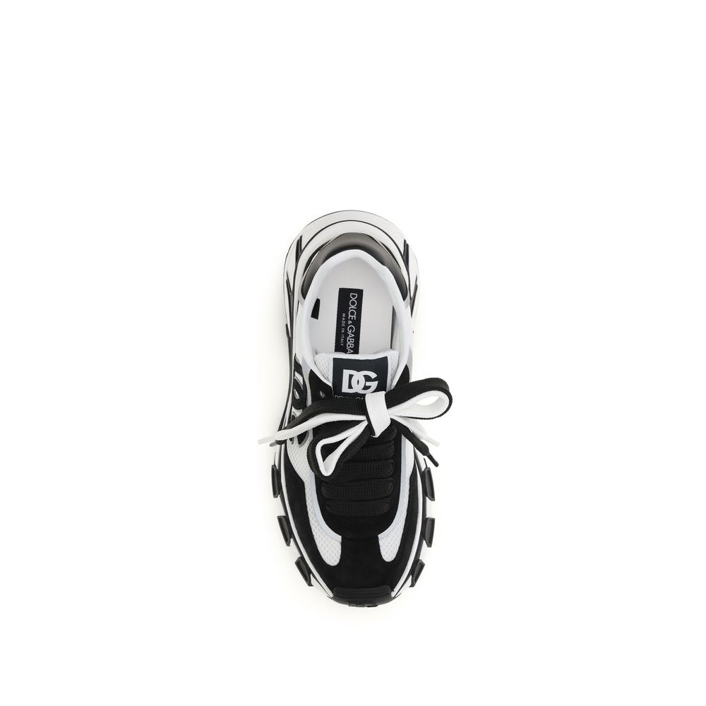 Dolce & Gabbana Black Calf Leather Bos Taurus Athletic Sneakers