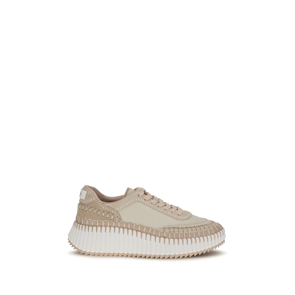 Chloé Beige Calf Leather Bos Taurus Platform Sneakers