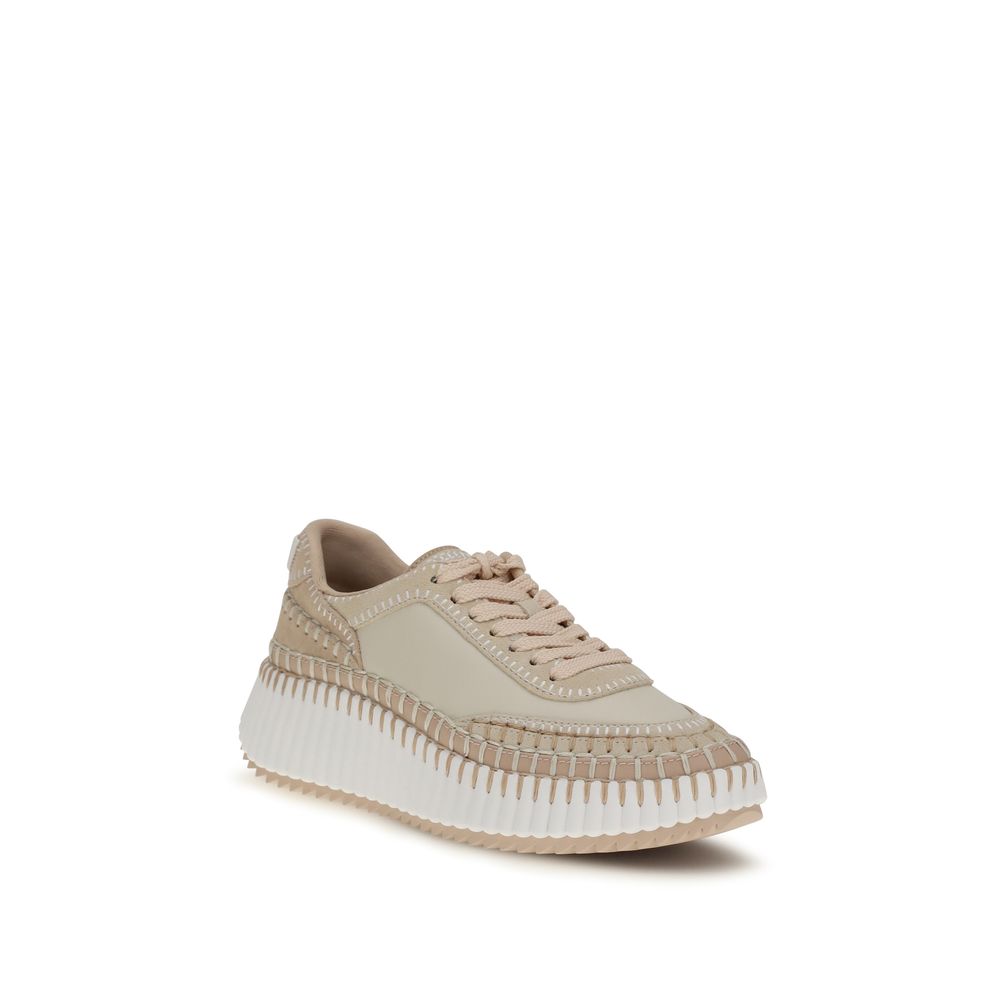 Chloé Beige Calf Leather Bos Taurus Platform Sneakers