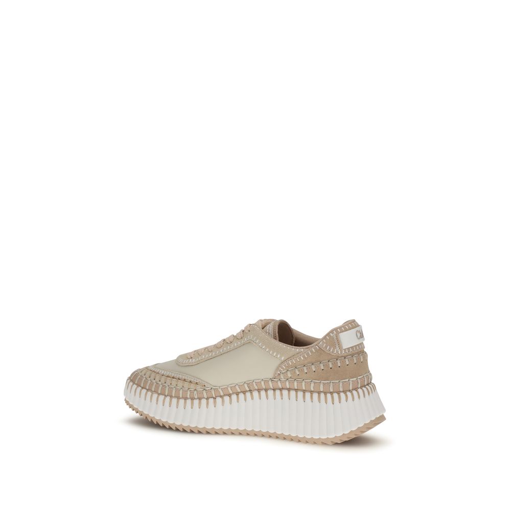 Chloé Beige Calf Leather Bos Taurus Platform Sneakers