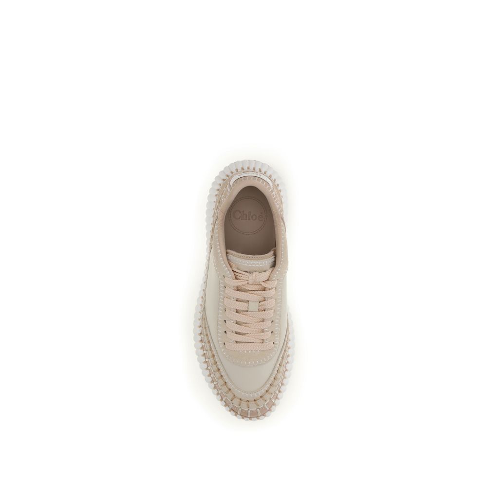 Chloé Beige Calf Leather Bos Taurus Platform Sneakers