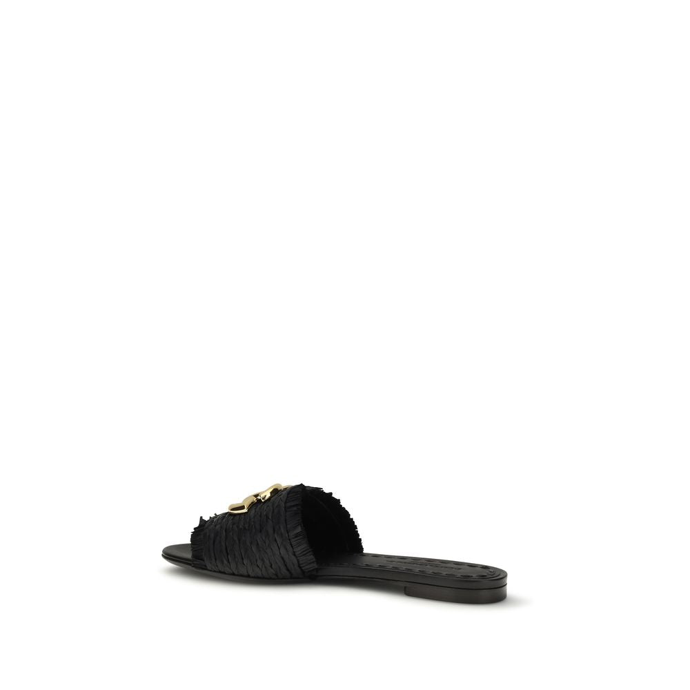 Dolce & Gabbana Beige Viscose Flat Sandals