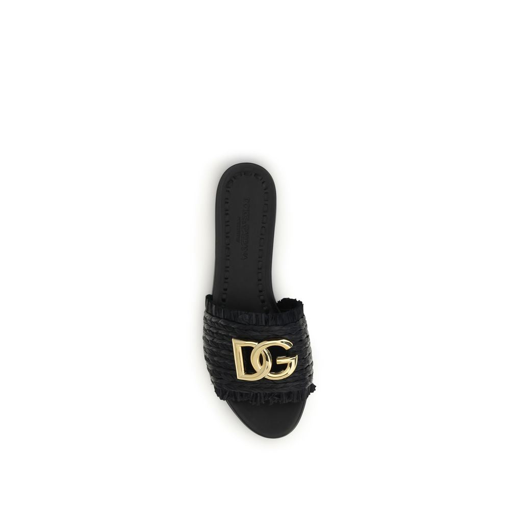 Dolce & Gabbana Beige Viscose Flat Sandals