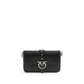 PINKO Black Calf Leather Bos Taurus Shoulder Bag