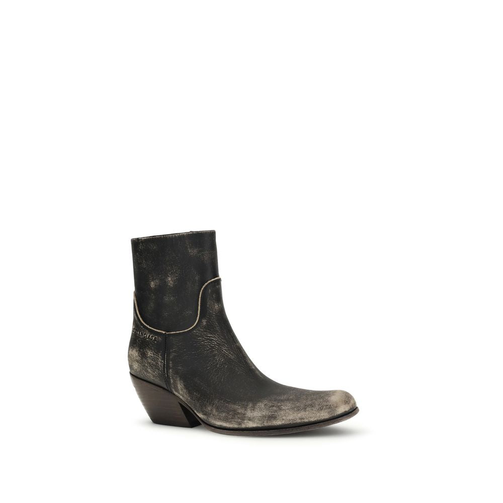 Balenciaga Black Calf Leather Bos Taurus Ankle Boots