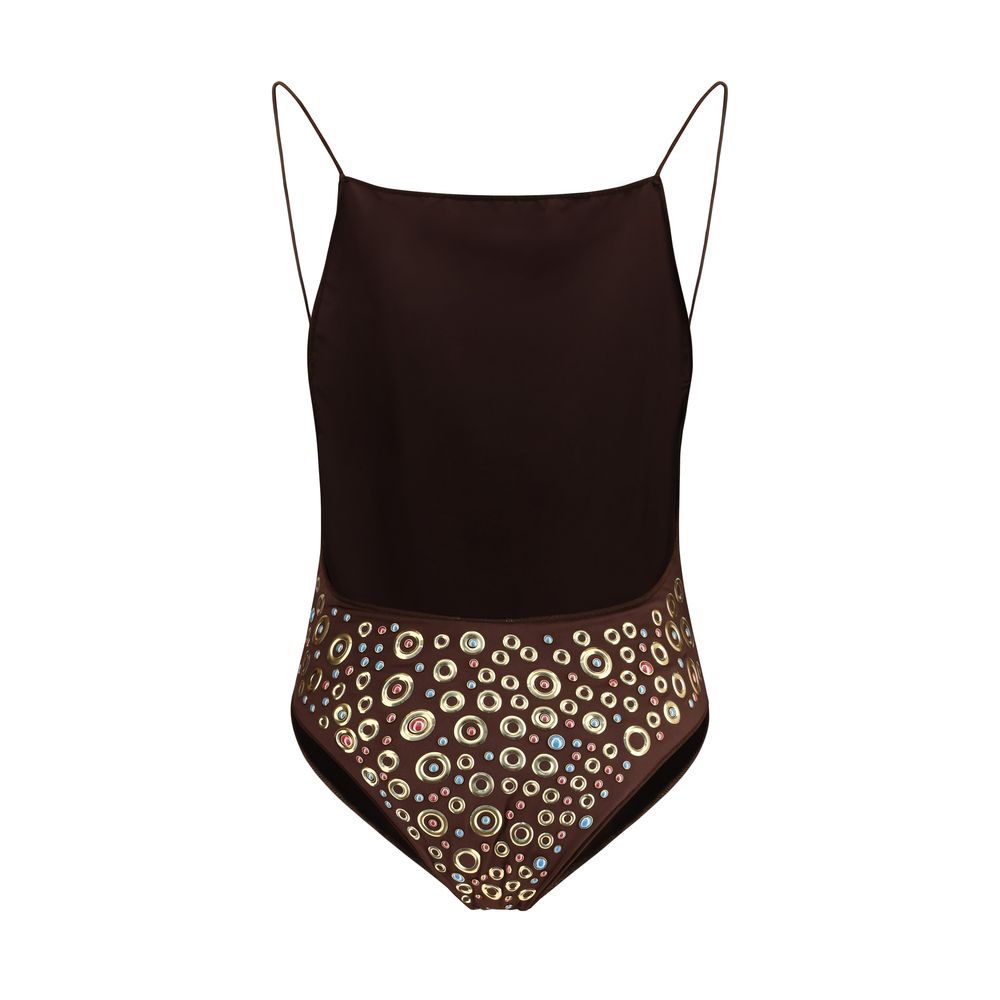 Oséree Brown Polyamide One-Piece Swimsuit